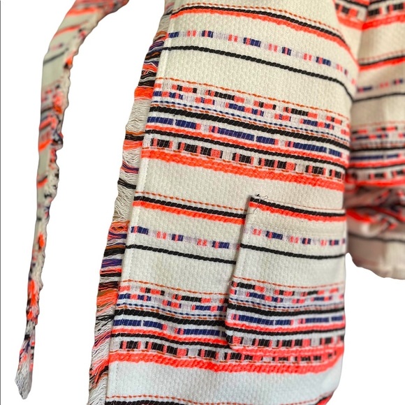 Belle Vere White Woven tweed tassel long sleeve cropped open blazer size med - Picture 5 of 9